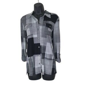 Karl Lagerfeld Stunning Black & White Button Down Shirt Size S